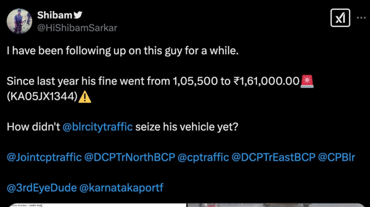 1.61lakh site visitors high quality! X person flags Bengaluru two-wheeler’s enormous high quality, ‘Automobile remains to be not seized’